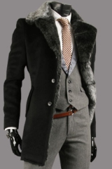 Кашемировое мужское чёрное пальто