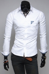 Белая мужская рубашка с воротником стойкой T.S Justin