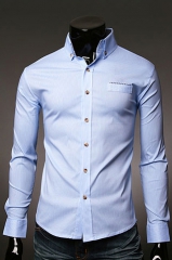 Приталенная мужская голубая рубашка Essence